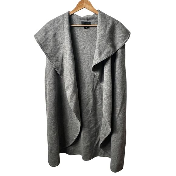 Club Monaco Gray Sleeveless Oversized Drape Collar Cardigan Vest M/L - Picture 1 of 7